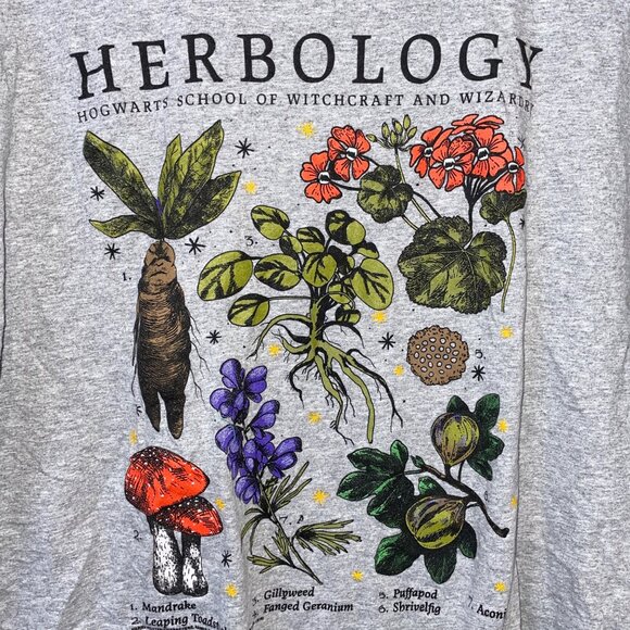 Harry Potter Herbology Graphic T-Shirt 2XL 80% Cotton 20% Polyester Gray Short S - Picture 2 of 6